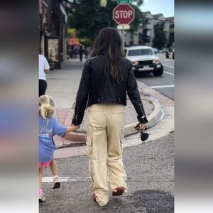 0 ZARA Cargo Voluminous Pocket Pants 77302 Sand/Khaki